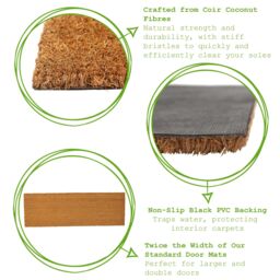 Nicola Spring Coir Door Mats - 120 x 40cm - Set of 2 in Brown - Size: 40 cm x 120 cm - thumbnail 2