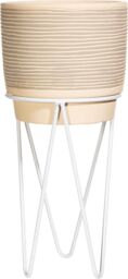 Sass & Belle Grey Striped Cement Planter With Wire Stand - thumbnail 1