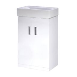 Balterley Vanity Unit w/ Basin Floor Standing, Soft Close 2 Door w/ Rectangular Sink, Bathroom Vanity Units w/ Basin, Bathroom Sink Storage Cabinet - thumbnail 1