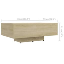 Berkfield Home Modern Coffee Table Sonoma Oak 85x55x31 cm Engineered Wood in Light Oak - Size: 85 x 55 x 31 cm - thumbnail 6
