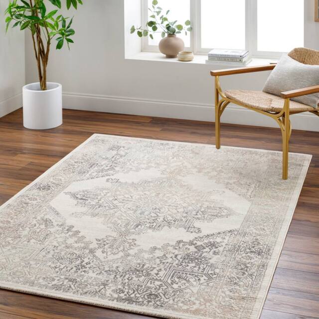 Livabliss Roma-Vintage Grey Brown Green Traditional Boho Living Dining Bedroom Rug in Light Brown - Size: 80 cm x 220 cm - image 1