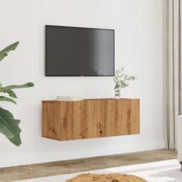 Berkfield Home TV Cabinets Wall-mounted 2 pcs Artisian Oak 80x30x30 cm in Brown - Size: 80 x 30 x 30 cm - thumbnail 1