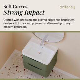 Balterley Wall Hung 2 Drawer Bathroom Vanity Unit & Basin, Satin Green, 550mm in Green - thumbnail 6