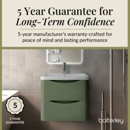 Balterley Wall Hung 2 Drawer Bathroom Vanity Unit & Basin, Satin Green, 550mm in Green - thumbnail 4