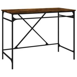 Berkfield Home Desk Smoked Oak 100x50x75 cm Engineered Wood & Iron in Brown - Size: 100 x 50 x 75 cm - thumbnail 2