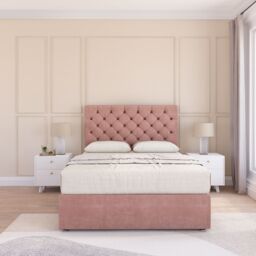 "Sloomy Mayfair Divan Bed Base No Drawers & 54"" Floor Standing Headboard in Pink - Size: King" - thumbnail 2