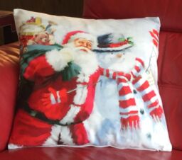 Luxury Living Christmas Snowman Decorative Cushion With Pad 45cm x 45cm in Red - Size: 45 cm x 45 cm