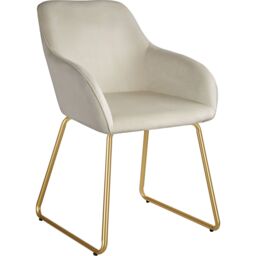 tectake Dining Chair Jeane Per Piece - Velvet Look Cream/Gold in Cream - Size: 1 Pack