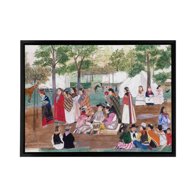 "Artery8 Spybuck Shawnee Chicken Dance Framed Canvas Wall Art Print - Size: W12"" x H16""" - image 1