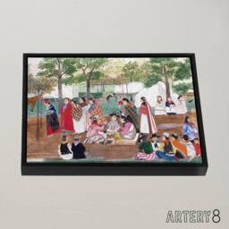 "Artery8 Spybuck Shawnee Chicken Dance Framed Canvas Wall Art Print - Size: W12"" x H16""" - thumbnail 2