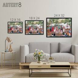 "Artery8 Spybuck Shawnee Chicken Dance Framed Canvas Wall Art Print - Size: W12"" x H16""" - thumbnail 4