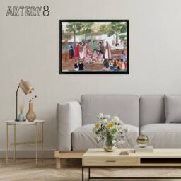 "Artery8 Spybuck Shawnee Chicken Dance Framed Canvas Wall Art Print - Size: W12"" x H16""" - thumbnail 3