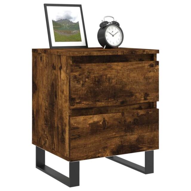 Berkfield Home Elegant Bedside Cabinets 2 pcs Smoked Oak 40x35x50 cm Engineered Wood in Brown - Size: 40 x 35 x 50 cm - image 1