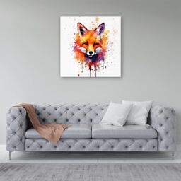 Warren Reed - Designer Watercolour Splashart Fox Face Canvas in Orange - Size: w10 inch x h10 inch - thumbnail 4