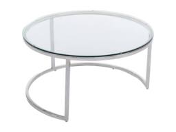 Vente-unique Nesting Coffee Tables In Tempered Glass & Stainless Steel - Silver in Clear - thumbnail 5