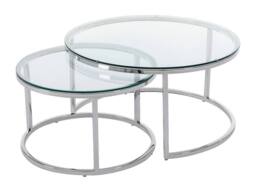 Vente-unique Nesting Coffee Tables In Tempered Glass & Stainless Steel - Silver in Clear - thumbnail 6