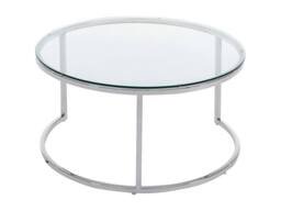 Vente-unique Nesting Coffee Tables In Tempered Glass & Stainless Steel - Silver in Clear - thumbnail 4