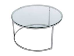 Vente-unique Nesting Coffee Tables In Tempered Glass & Stainless Steel - Silver in Clear - thumbnail 7