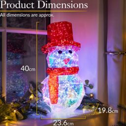 Christow Christmas Snowman Light Iridescent LED Indoor Decoration Remote with Timer 40cm - thumbnail 6
