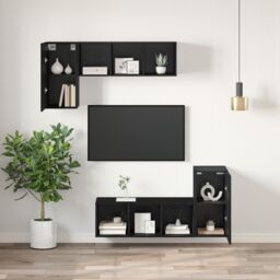 Berkfield Home TV Unit with Shelf Wall-mounted Other with Storage with Door Black oak Engineered Wood - thumbnail 5