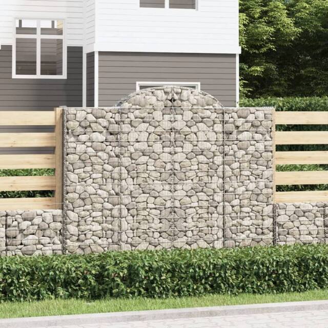 Berkfield Home Arched Gabion Basket 200x30x160/180 cm Galvanised Iron in Silver
