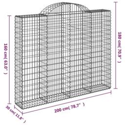 Berkfield Home Arched Gabion Basket 200x30x160/180 cm Galvanised Iron in Silver - thumbnail 5
