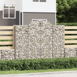 Berkfield Home Arched Gabion Basket 200x30x160/180 cm Galvanised Iron in Silver - thumbnail 1