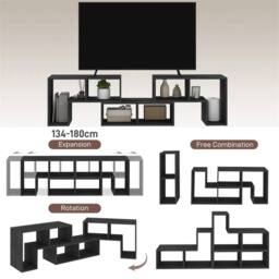 Nordara TV Unit for TVs up to 75 Inches, Free Combination TV Stand, Black - Size: 180 cm x 45 cm - thumbnail 5