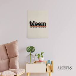 "Artery8 Bloom Vibrant Retro Rainbow Font Typography Canvas Wall Art Print in Beige - Size: W18"" x H24""" - thumbnail 3