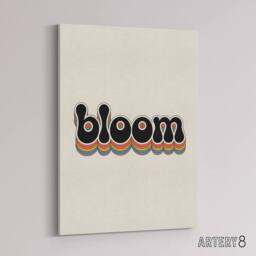"Artery8 Bloom Vibrant Retro Rainbow Font Typography Canvas Wall Art Print in Beige - Size: W18"" x H24""" - thumbnail 2
