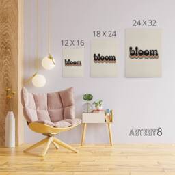 "Artery8 Bloom Vibrant Retro Rainbow Font Typography Canvas Wall Art Print in Beige - Size: W18"" x H24""" - thumbnail 4