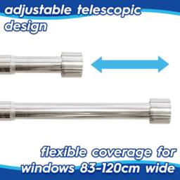 Harbour Housewares Extendable Metal Curtain Pole Kit - 83 to 120cm in Silver - thumbnail 4