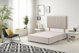 Somnior Platinum Ortho Sprung Memory Foam Mattress with Divan Bed with Headboard Plush Fabric in Stone - Size: Double - thumbnail 3