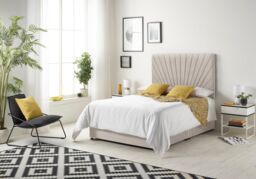 Somnior Platinum Ortho Sprung Memory Foam Mattress with Divan Bed with Headboard Plush Fabric in Stone - Size: Double - thumbnail 2