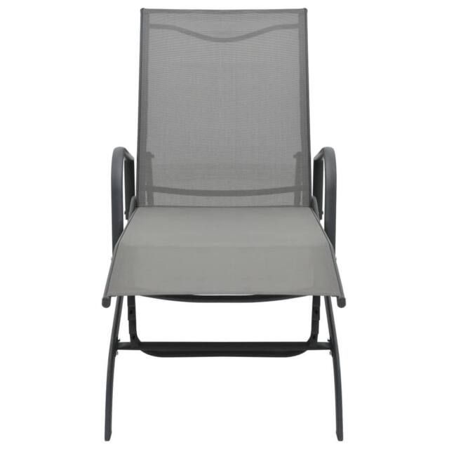 Berkfield Home Sun Loungers 2 pcs with Table Textilene & Steel in Grey - image 1