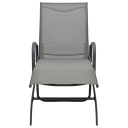 Berkfield Home Sun Loungers 2 pcs with Table Textilene & Steel in Grey - thumbnail 1