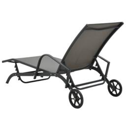 Berkfield Home Sun Loungers 2 pcs with Table Textilene & Steel in Grey - thumbnail 6