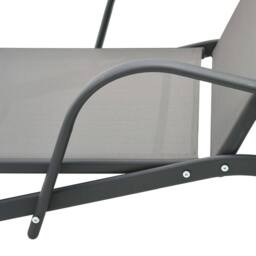 Berkfield Home Sun Loungers 2 pcs with Table Textilene & Steel in Grey - thumbnail 7