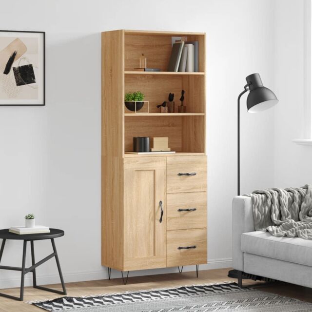 Berkfield Home Highboard Sonoma Oak 69.5x34x180 cm Engineered Wood in Brown - image 1