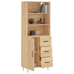 Berkfield Home Highboard Sonoma Oak 69.5x34x180 cm Engineered Wood in Brown - thumbnail 3