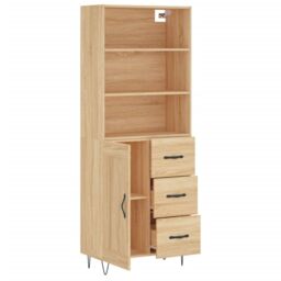 Berkfield Home Highboard Sonoma Oak 69.5x34x180 cm Engineered Wood in Brown - thumbnail 4