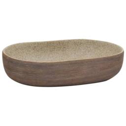 Berkfield Home Durable Countertop Basin Sand & Brown Oval 59x40x14 cm Ceramic - Size: 59 x 40 x 14 cm - thumbnail 3