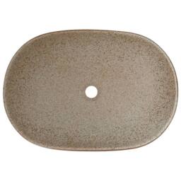 Berkfield Home Durable Countertop Basin Sand & Brown Oval 59x40x14 cm Ceramic - Size: 59 x 40 x 14 cm - thumbnail 6