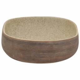 Berkfield Home Durable Countertop Basin Sand & Brown Oval 59x40x14 cm Ceramic - Size: 59 x 40 x 14 cm - thumbnail 5