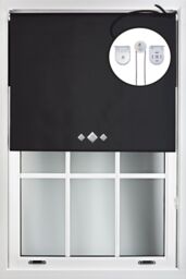 Furnished Black Blackout Roller Blind with Triple Diamond Eyelets & Metal Fittings - Size: 90 cm width x 165 cm drop - thumbnail 1