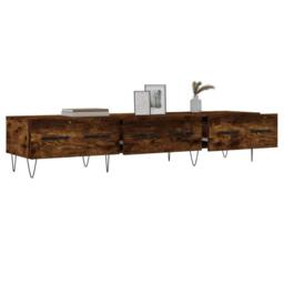 Berkfield Home TV Cabinet Smoked Oak 150x36x30 cm Engineered Wood in Brown - Size: 150 x 36 x 30 cm - thumbnail 4