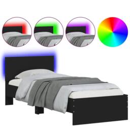 Berkfield Home Durable Bed Frame Frame with LED Lights Black 75x190 cm Small Single - thumbnail 3