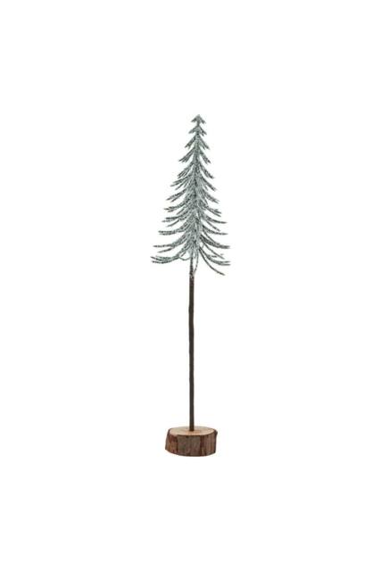 KDMD Large Snowy Spindle Tree in Wood Log Base - Winter Holiday Decor in White - image 1