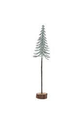 KDMD Large Snowy Spindle Tree in Wood Log Base - Winter Holiday Decor in White