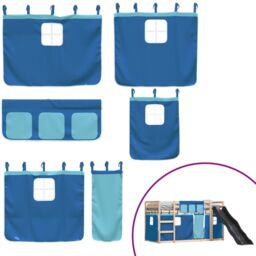 Berkfield Home Bunk Bed without Mattress with Slide & Curtains Blue 80x200 cm - thumbnail 5